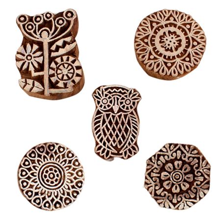 Set of 5 Piece New Mix Wooden Printing Blocks